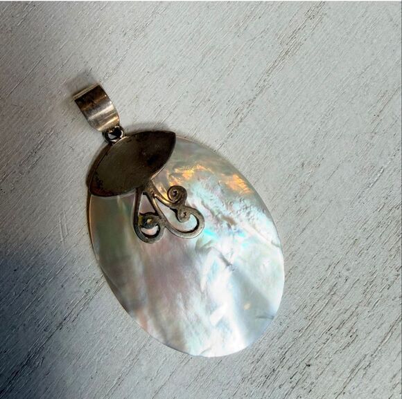 Sterling Mother of Pearl Pendant Jewelry - Sterling Silver Mother of Pearl Shell Pendant